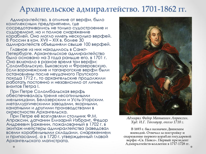 Архангельское адмиралтейство. 1701-1862 гг.